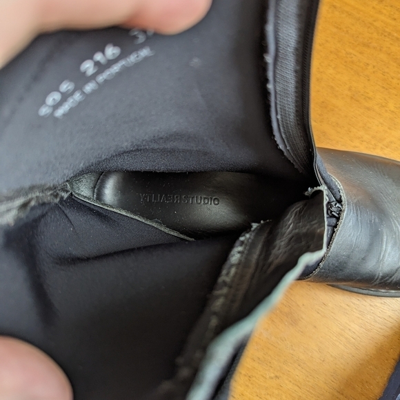 Reality Studio Dystopian Mixed Media Scuba Leather Chunky Sole Bootie - Picture 13 of 15